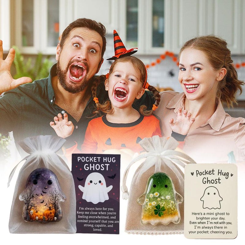 Pocket Hug Ghost, Pockets Hug Ghosts with Encouragement Card Cute Mini Charm,Mini Inspirational Statue with Encouragement Card Small Decorative Keepsake (3pcs Ghost) - Image 3